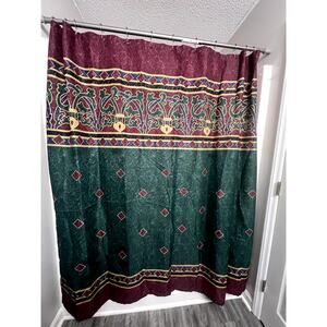 Vintage Amalfi 90S Shower Curtain Y2K Springs Home Green Maroon Gold Art Deco